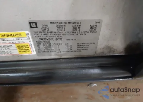 2017 Chevrolet Traverse Ls from USA, damaged, VIN 1GNKRFKD4HJ184776